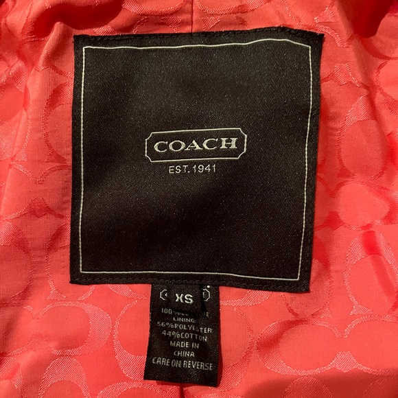 NWOT Coach Tan Trench Coat with Pink Lining - Double breasted Sz XS - Picture 2 of 6
